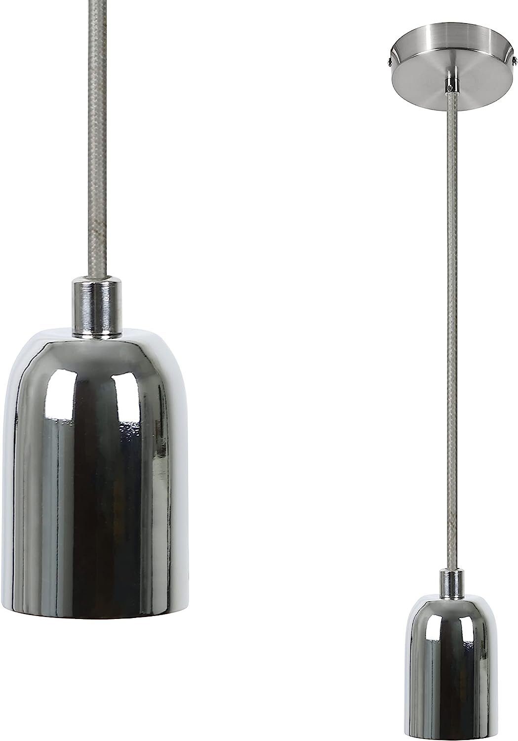 Nettlife Lampenfassung E27 Vintage Hängefassung Silber mit Schnurpendel 1.3M Kabel Edison
