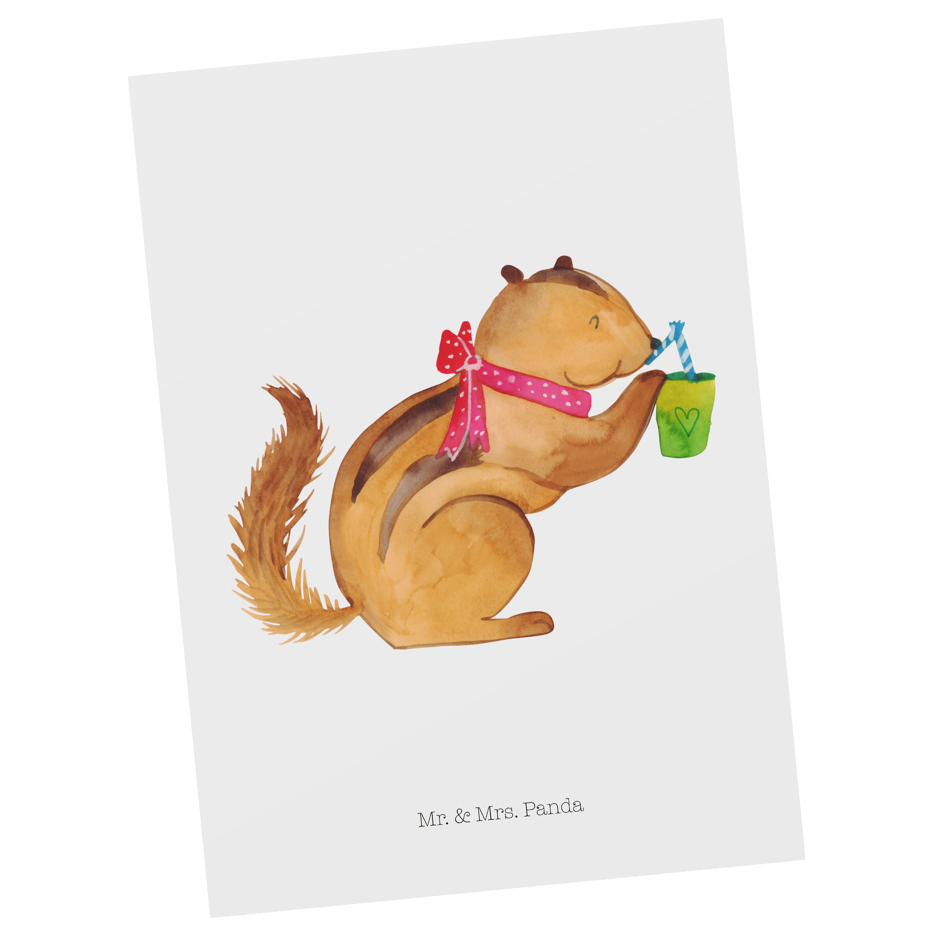 Mr. & Mrs. Panda Postkarte Eichhörnchen Smoothie - Weiß - Geschenk, Grußkarte, Geburtstagskarte