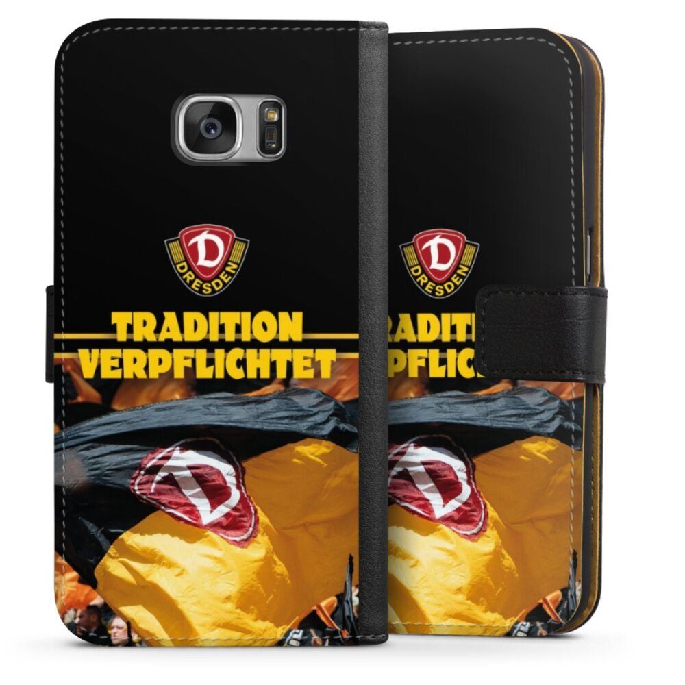DeinDesign Handyhülle SG Dynamo Dresden Fanartikel SGD Tradition Verpflichtet Dynamo Dresden, Samsung Galaxy S7 Hülle Flip Case Klapphülle Handytasche Leder