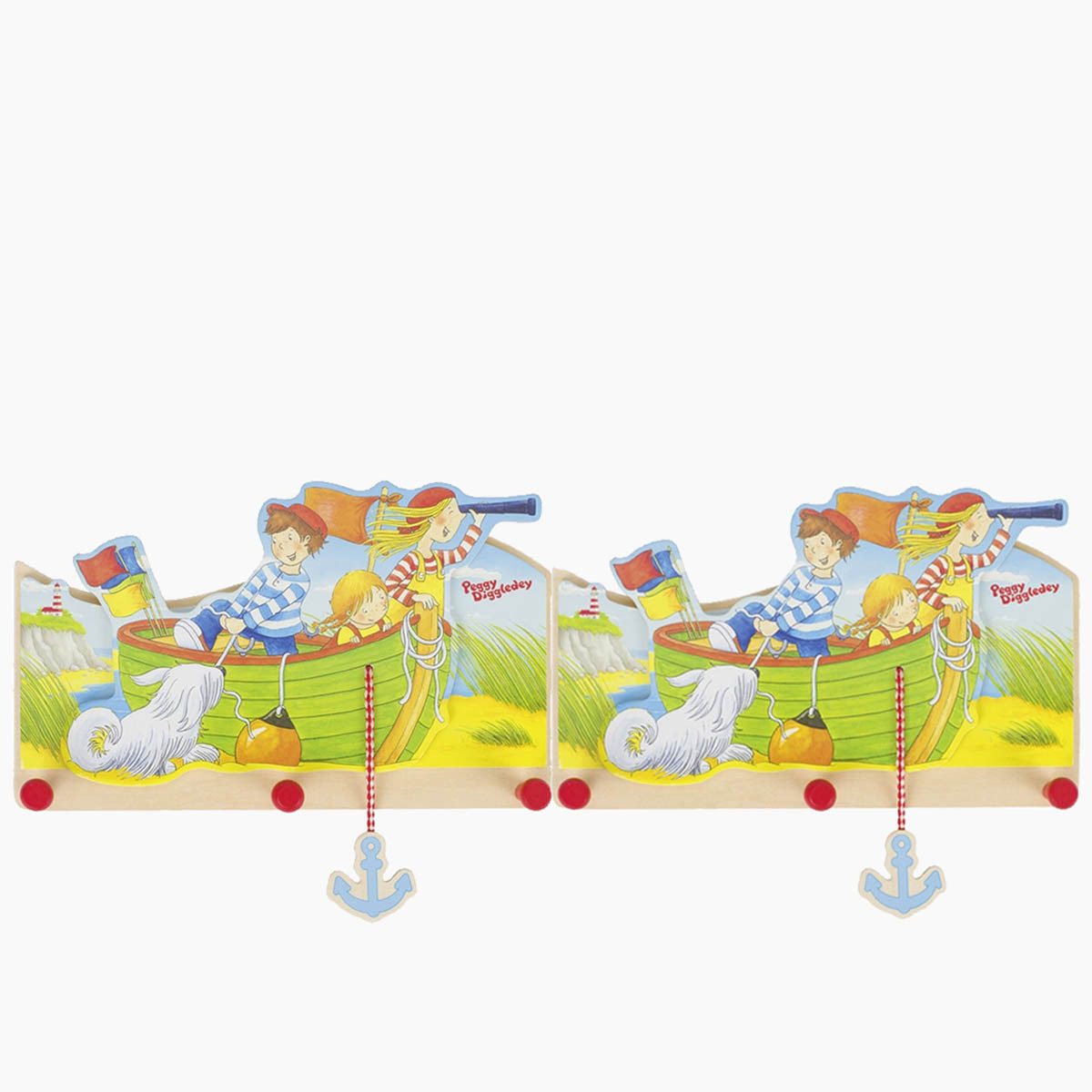 goki Garderobenleiste Garderobe Peggy Diggledey 2er Set (spar-set, 2 St., packung), Praktische Ordnung mit maritimem Flair