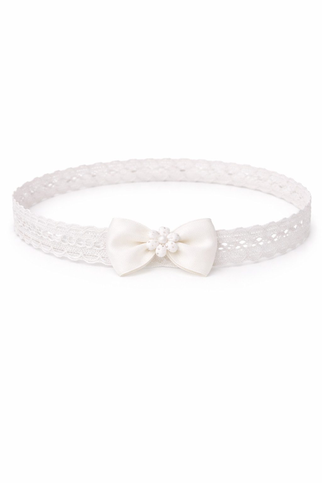 La Bortini Stirnband Baby Kopfband für Taufe Fest Schleife Kopfschmuck für Neugeborene elastisch, weich, weiß