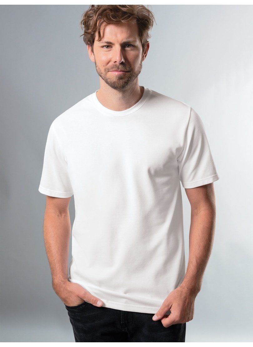Trigema T-Shirt TRIGEMA T-Shirt in Piqué-Qualität weiss