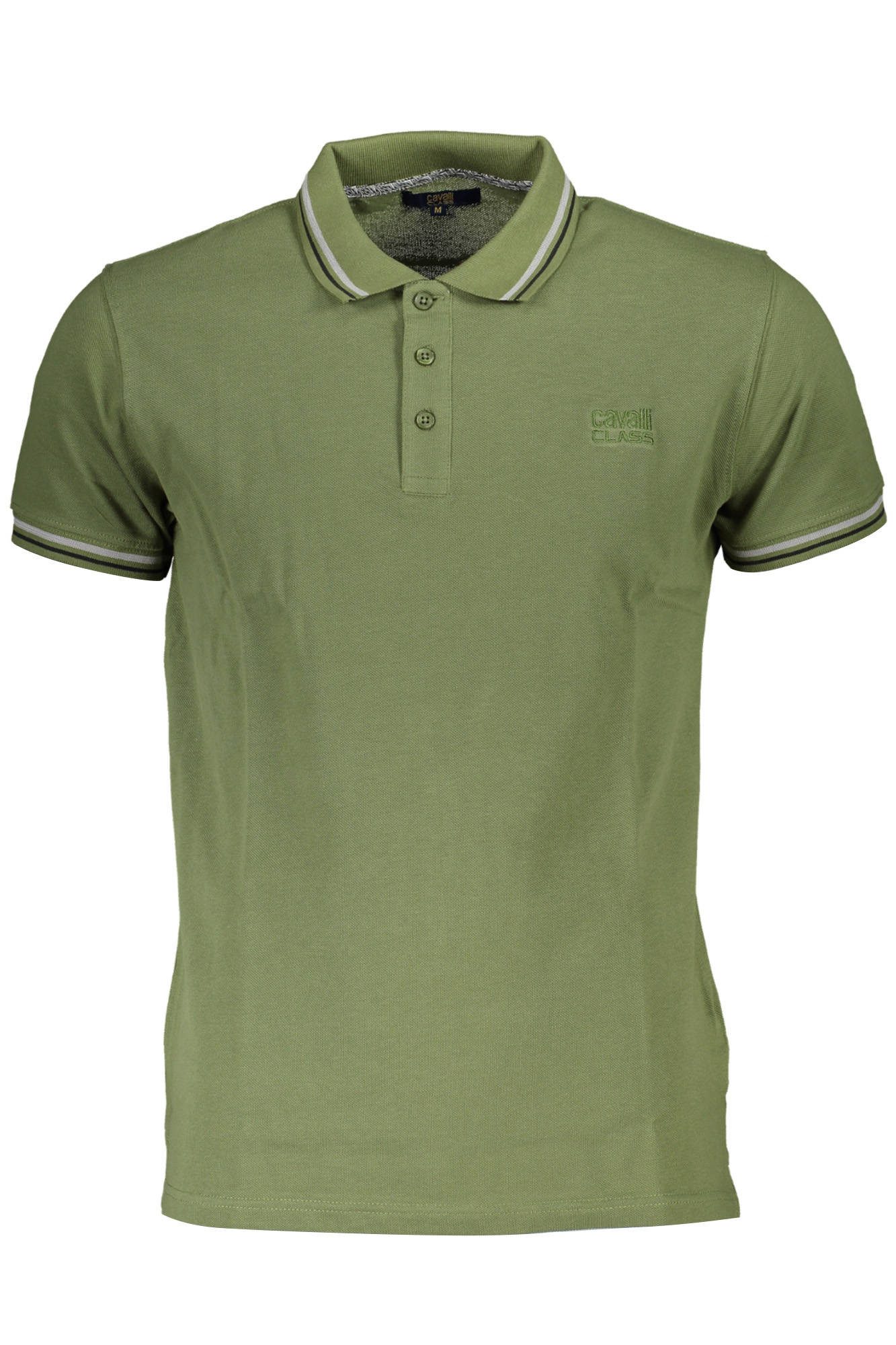 Cavalli Class Poloshirt Elegantes Herren Poloshirt in Grün mit Stickerei