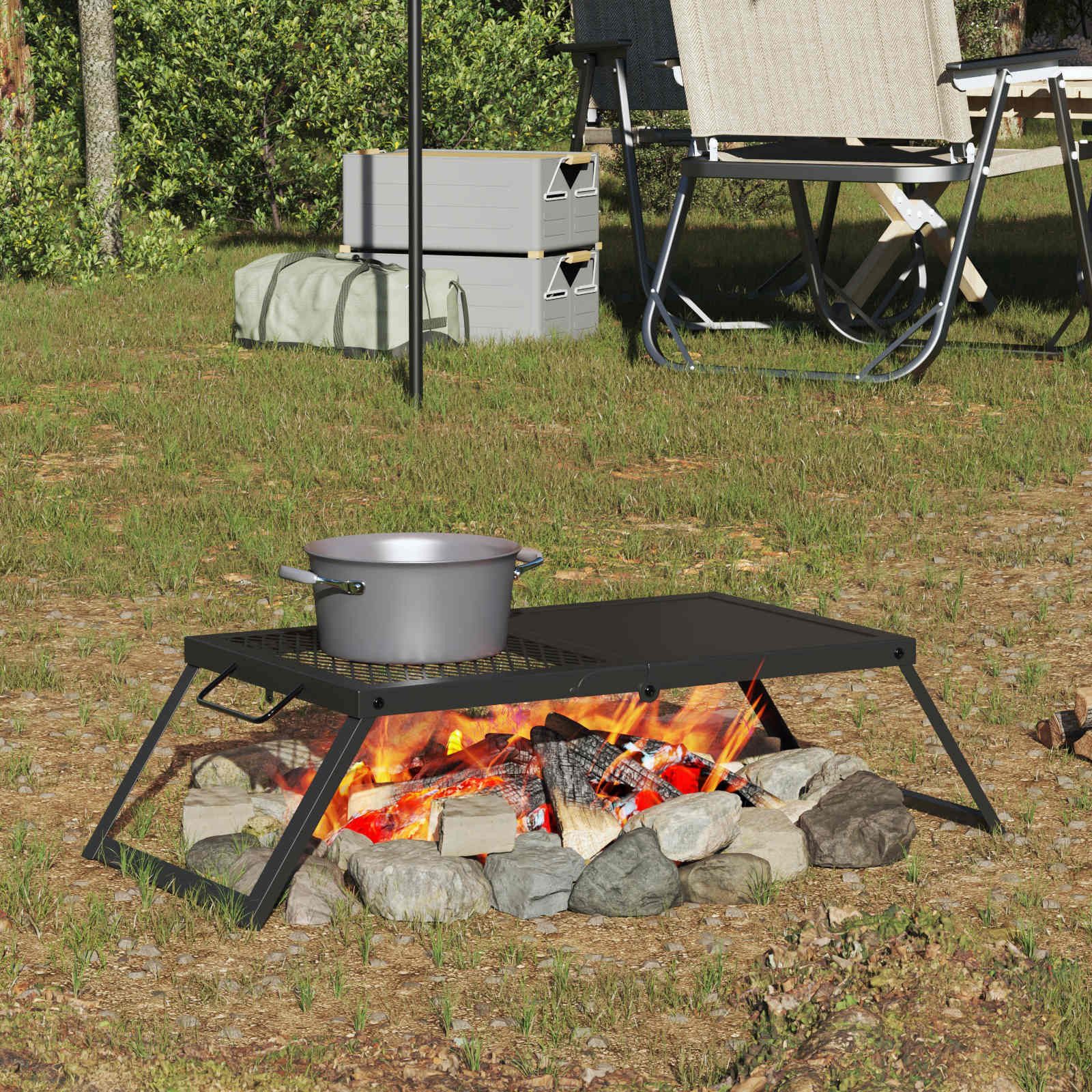 vidaXL Grillkamin Faltbarer Campinggrill Schwarz 31,5 x 26,5 x 4 cm