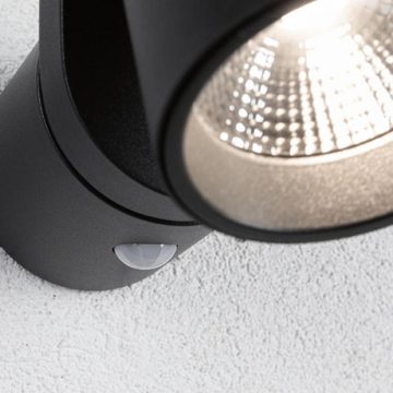 Paulmann LED Außen-Wandleuchte LED Wandleuchte Cuff in Anthrazit 10W 700lm IP44 mit Bewegungsmelder, keine Angabe, Leuchtmittel enthalten: Ja, fest verbaut, LED, warmweiss, Aussenlampe, Aussenwandleuchte, Outdoor-Leuchte