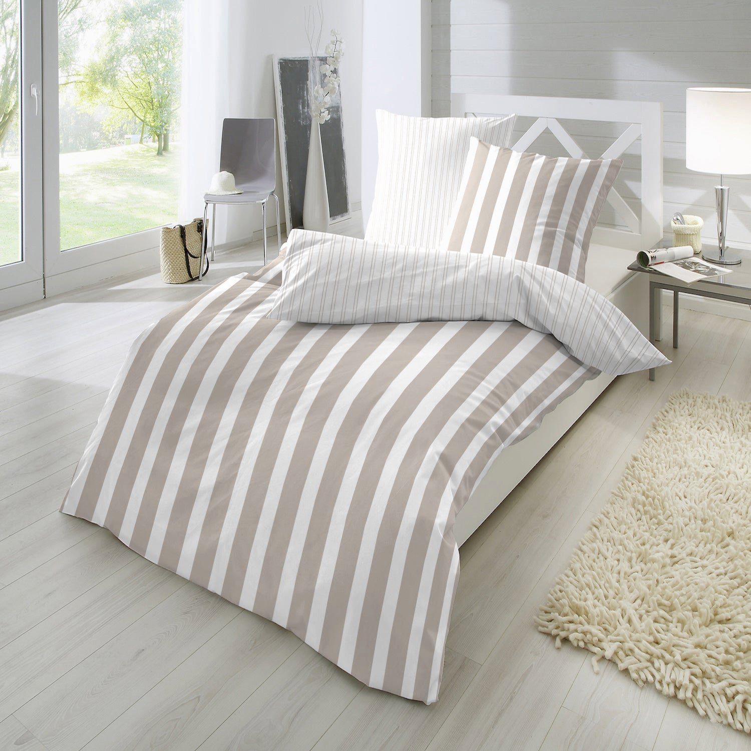 Bettwäsche Bettwäsche 4 stylischen Farben gestreift Bettbezug Schlafzimmer, Angeycasa