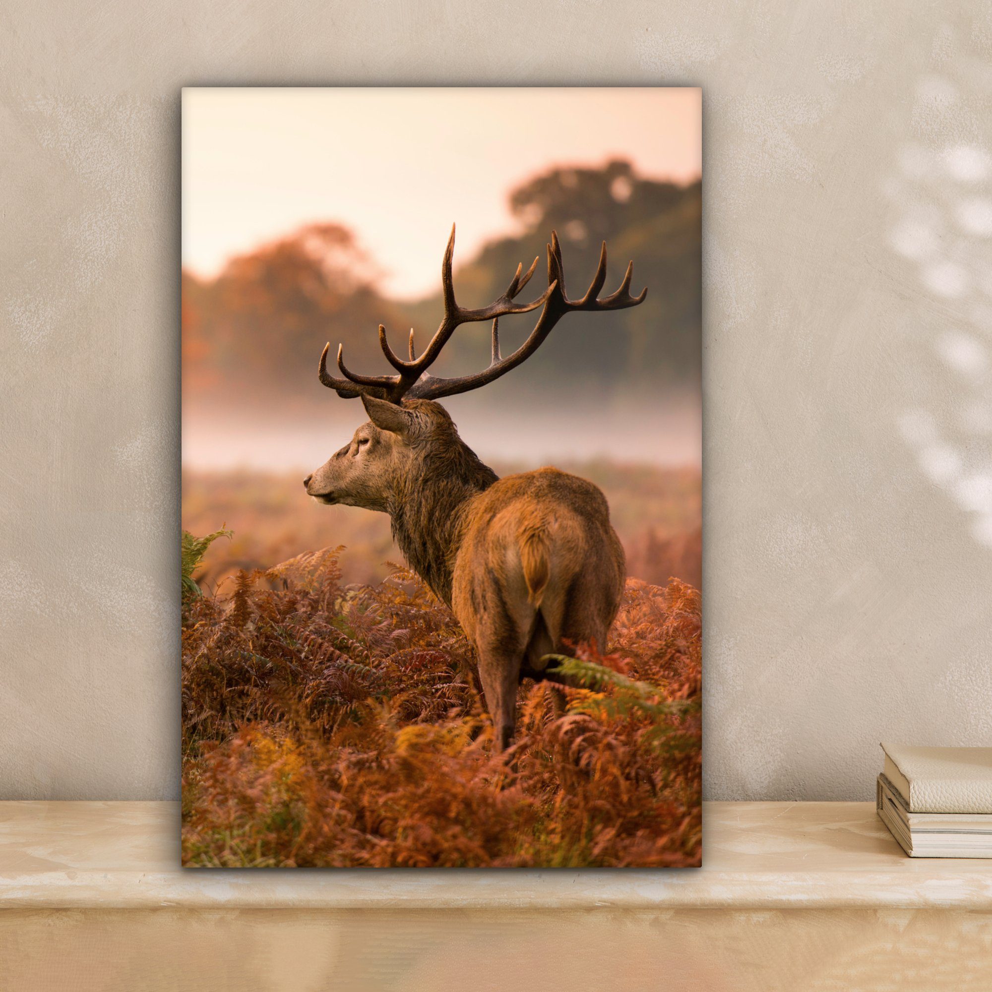 OneMillionCanvasses® Leinwandbild Hirsche - Nebel - günstig online kaufen
