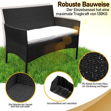 Bettizia Gartenlounge-Set Sitzgruppe Rattan Sitzgarnitur für 4 Personen Gartenmöbel Polyrattan