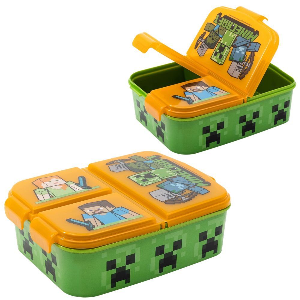 Minecraft Lunchbox Minecraft - Sandwich Box (NEU & OVP), Kunststoff, BPA-frei, Strapazierfähiges Material, BPA-frei, 3 Fächer