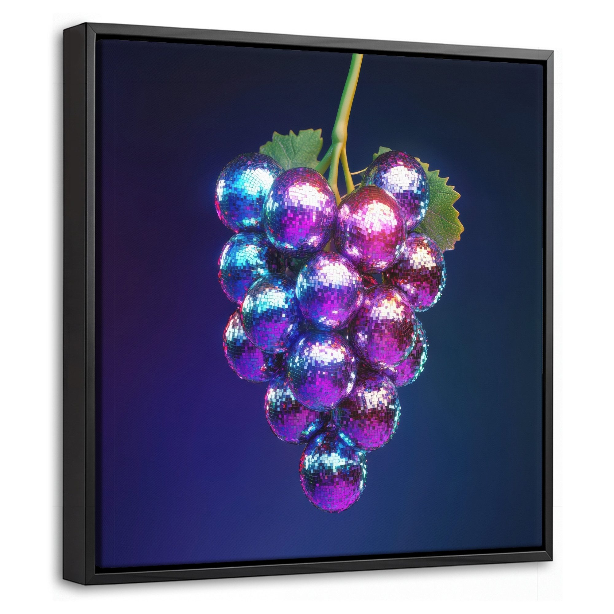 OneMillionCanvasses® Leinwandbild mit Rahmen - Lila - Disco - Party - Weintraube, Fotodruck (1 St), Leinwand Bilder Klein, Wand Dekoration Aesthetic 20x20cm