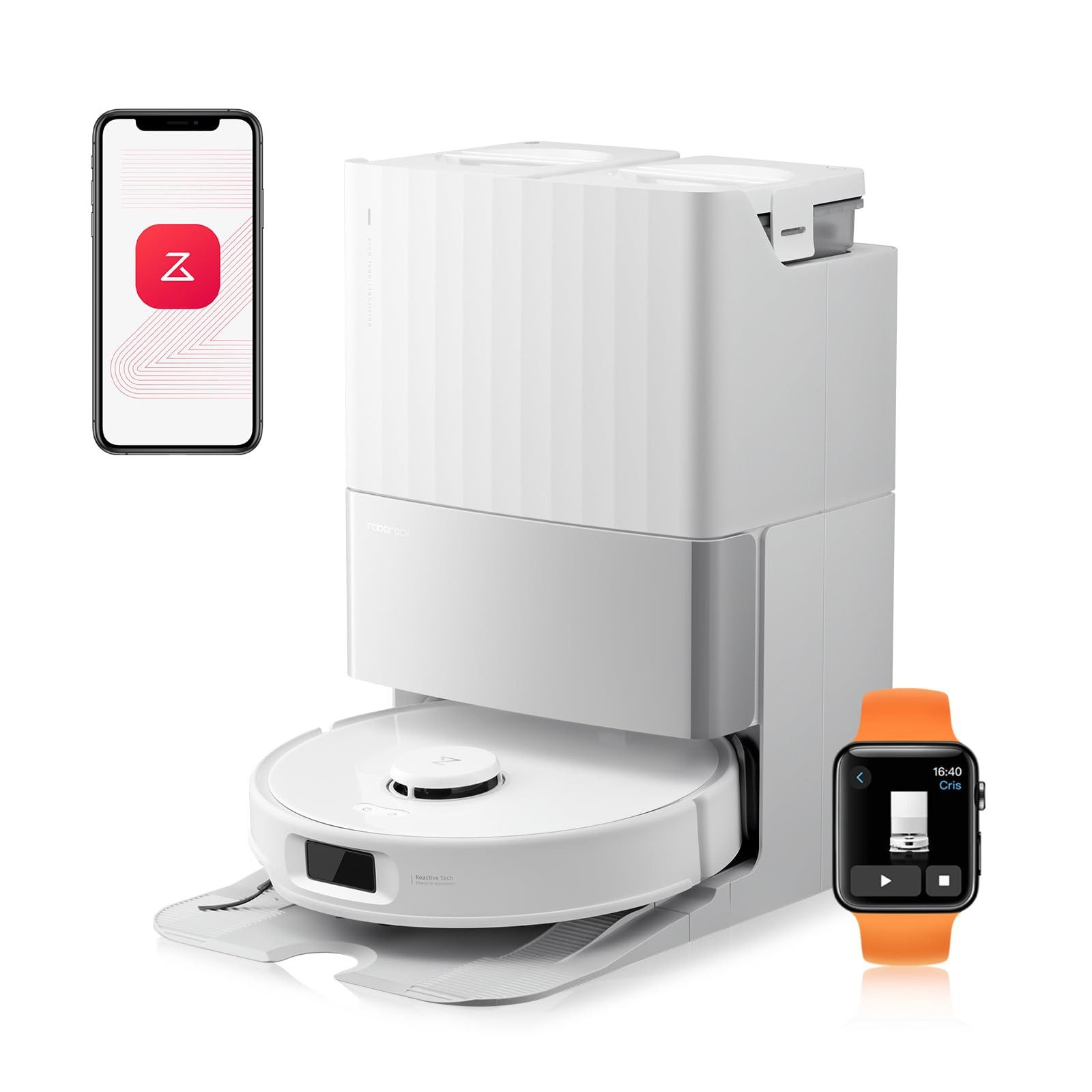 Roborock Saugroboter Qrevo Edge S5A, 18500Pa (Upgrade von S8 Pro Ultra), 66 W, mit Wischfunktion,Dual Anti-Tangle-System, 18500Pa, Dual Anti-Tangle-System, 75℃ Heißwasser-Moppwäsche