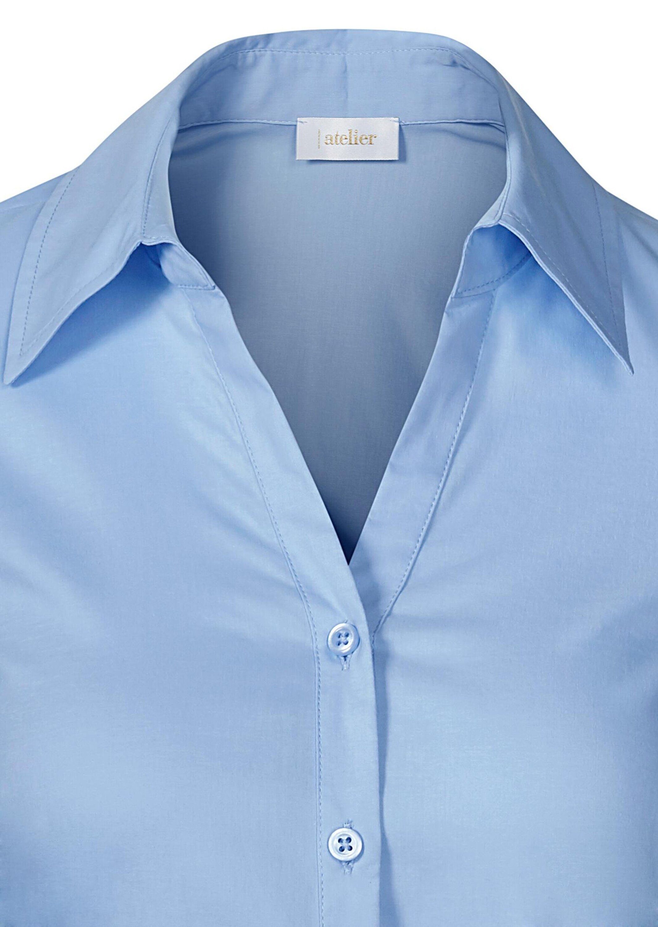 Hemdbluse Bluse GOLDNER Stretchbequeme Baumwolle Kurzgröße: mit bleu