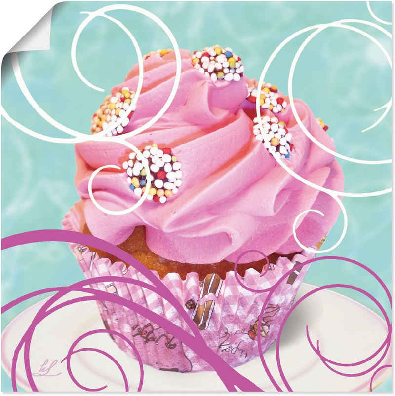 Artland Wandbild »Cupcake auf petrol - Kuchen«, Süßspeisen (1 St), in vielen Größen & Produktarten - Alubild / Outdoorbild für den Außenbereich, Leinwandbild, Poster, Wandaufkleber / Wandtattoo auch für Badezimmer geeignet