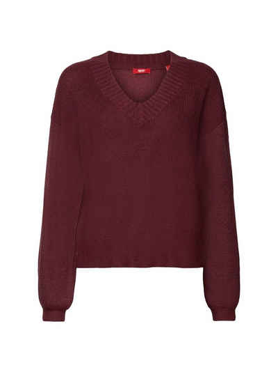 edc by Esprit V-Ausschnitt-Pullover Pullover mit V-Ausschnitt, Wollmix