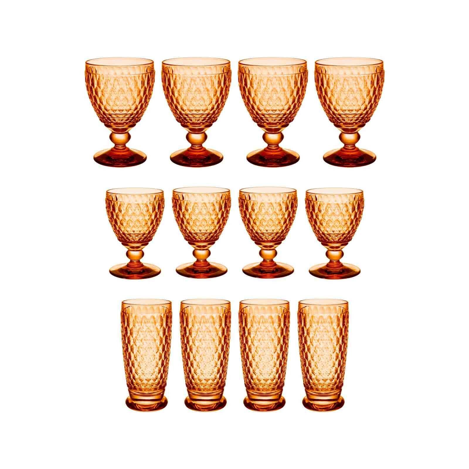 und 12er Boston Boch Villeroy Longdrinkgläser Coloured Glas apricot Set, Wein- Glas &