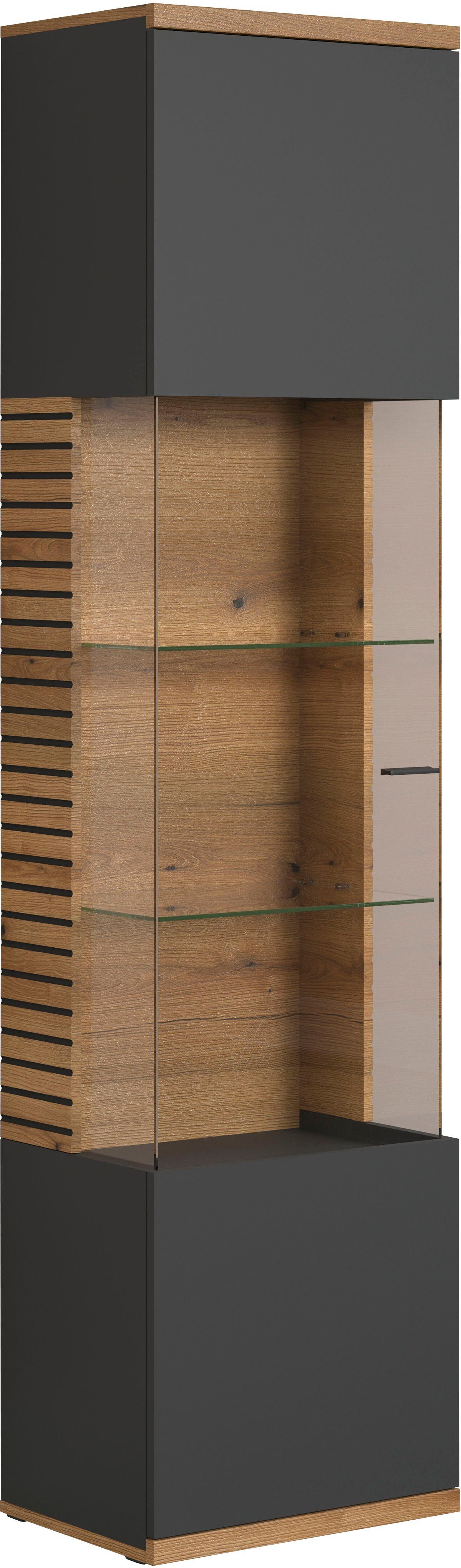 INOSIGN Vitrine Galway Wohnzimmervitrine in Rillenoptik und großzügiger Präsentationfläche