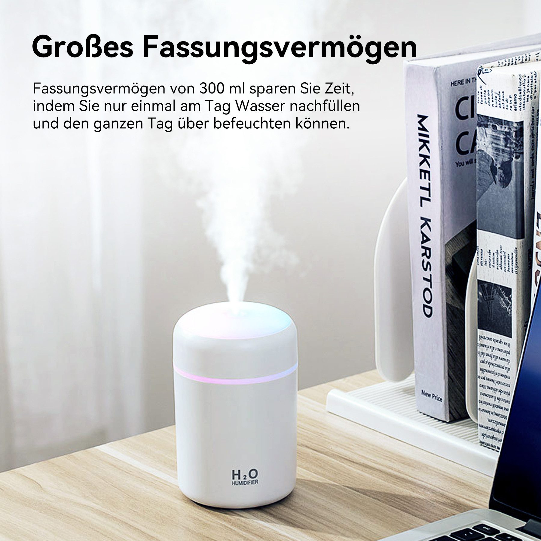Senmudi Luftbefeuchter Small Humidifiers,Portable Desk Humidifiers,Luftbefeuchter, 0,30 l Wassertank, Mini Luftbefeuchter für Auto, Büro, Schlafzimmer
