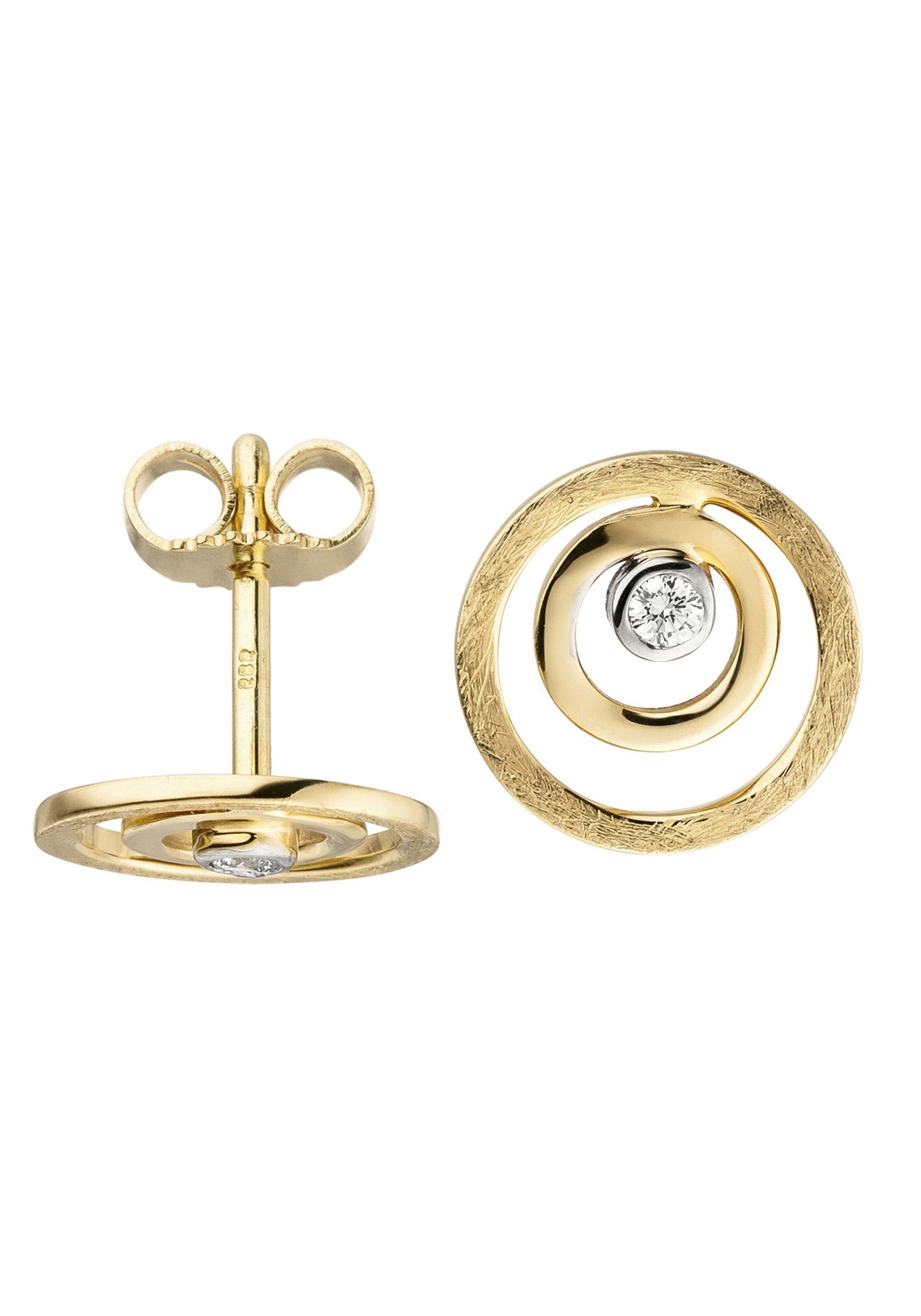 JOBO Paar Ohrstecker Eismatte Ohrringe mit Diamanten, 585 Gold