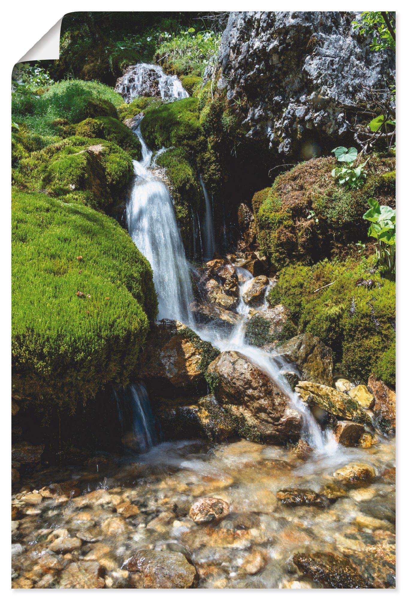 Artland Wandbild Kleiner Wasserfall in den Bergen, Gewässer (1 St), als Leinwandbild, Poster in verschied. Größen