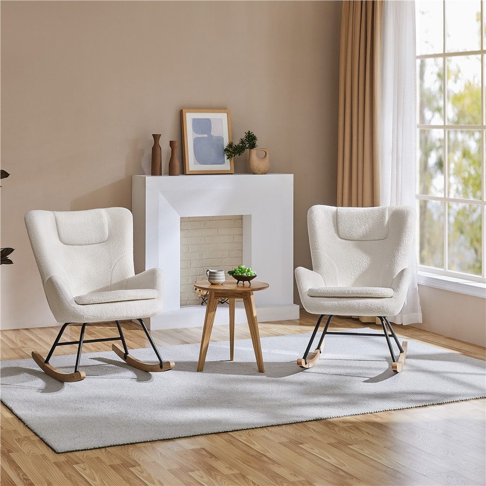 Yaheetech Schaukelstuhl Schaukelsessel in Teddyfell-Optik, Relaxsessel Loun günstig online kaufen