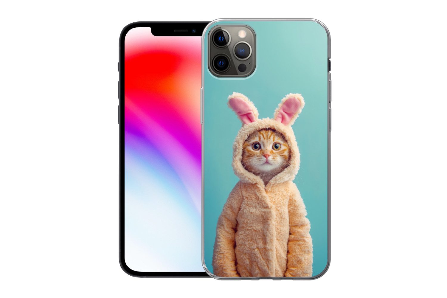 MuchoWow Handyhülle für Apple iPhone 13 Pro Max Osterhase - Katze - Kostüm, Smartphone-Bumper, Print, Handy Schutzhülle Dünn