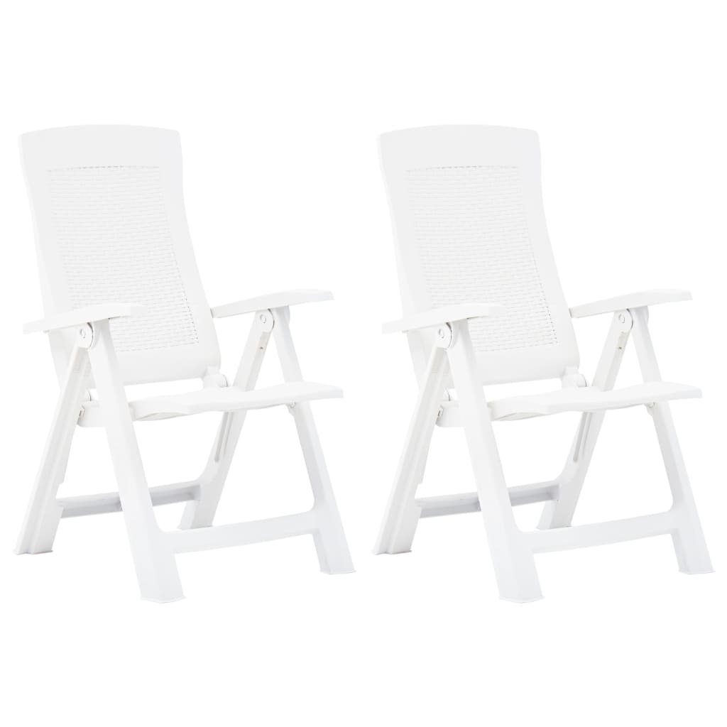 2 Gartenstühle Stk. Verstellbare vidaXL Weiß St) Weiß | Kunststoff (2 Weiß Gartenstuhl