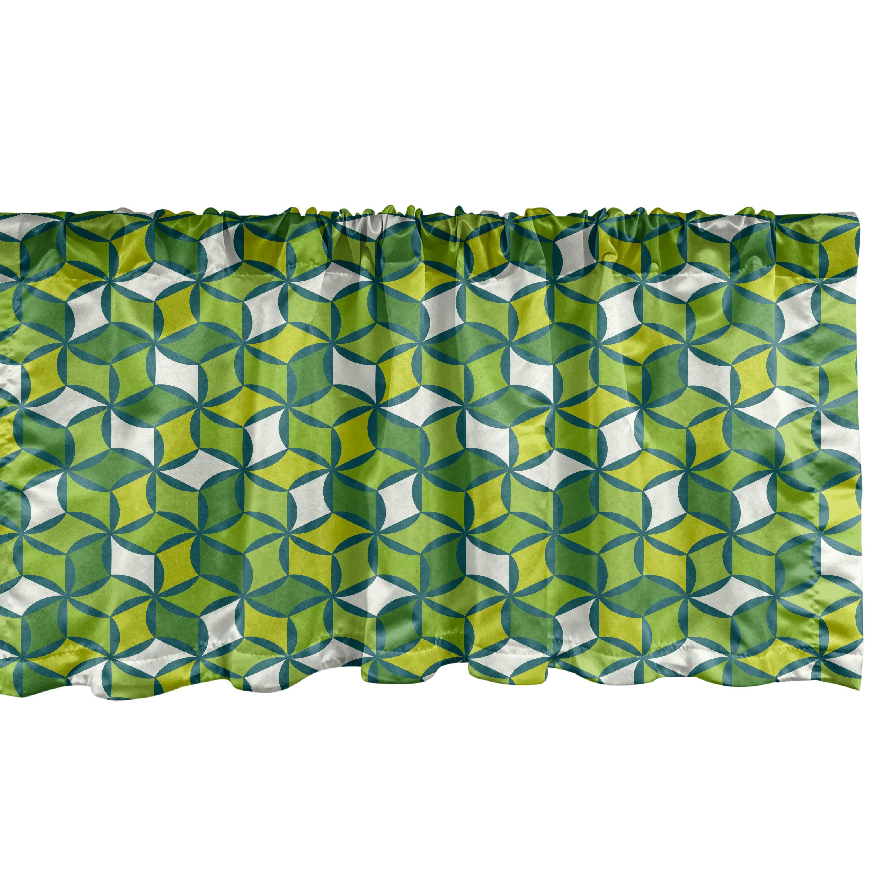 Küche Dekor Volant Microfaser, Moderne Abstrakt Scheibengardine Formation für geometrische Vorhang Schlafzimmer Abakuhaus, mit Stangentasche,