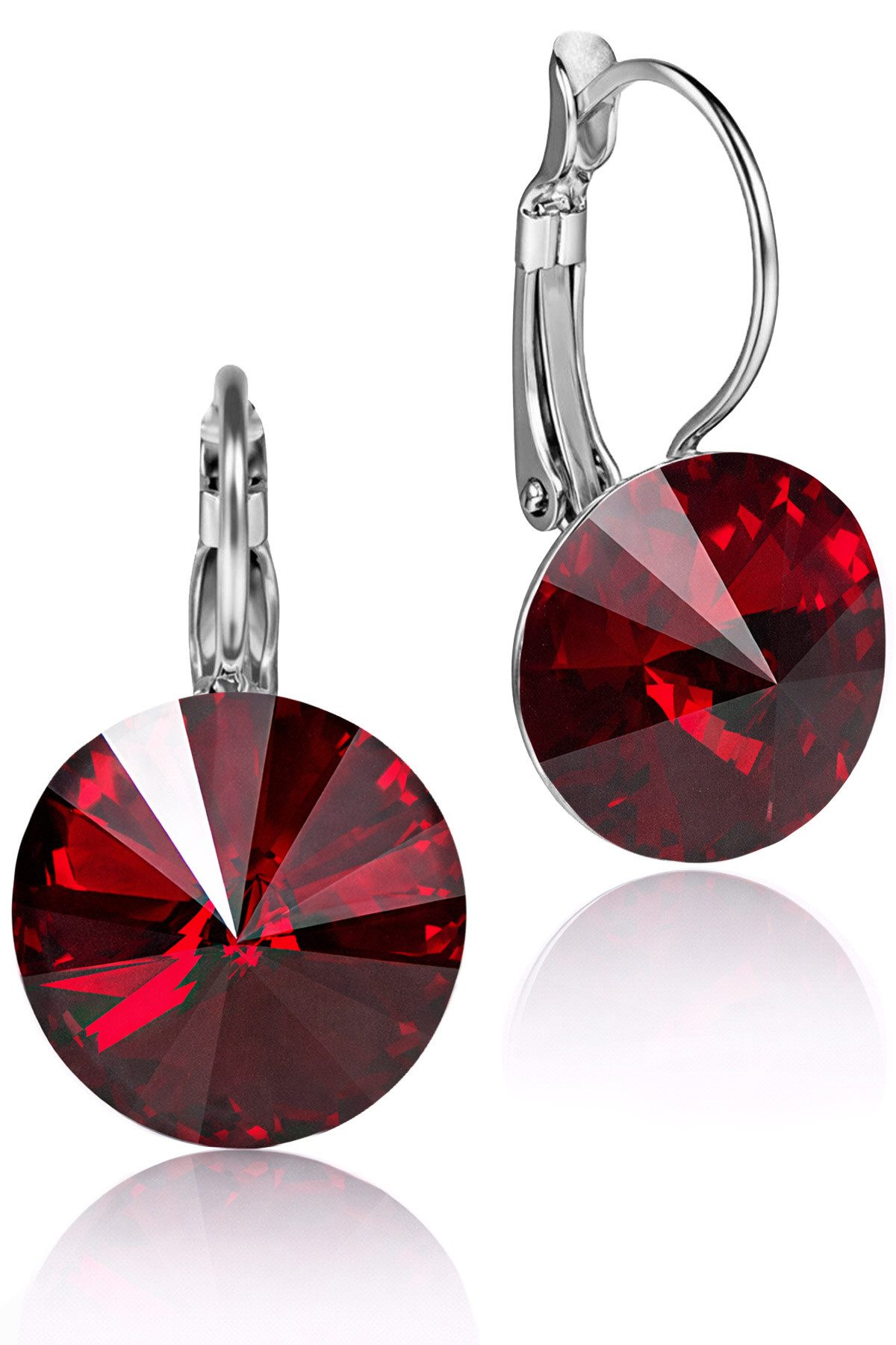 LUISIA® Paar Ohrhänger Silberne Ohrringe "Rivoli" mit 12 mm Kristallen von Swarovski® (2-tlg., inkl. Schmuckbox), Große Farbauswahl