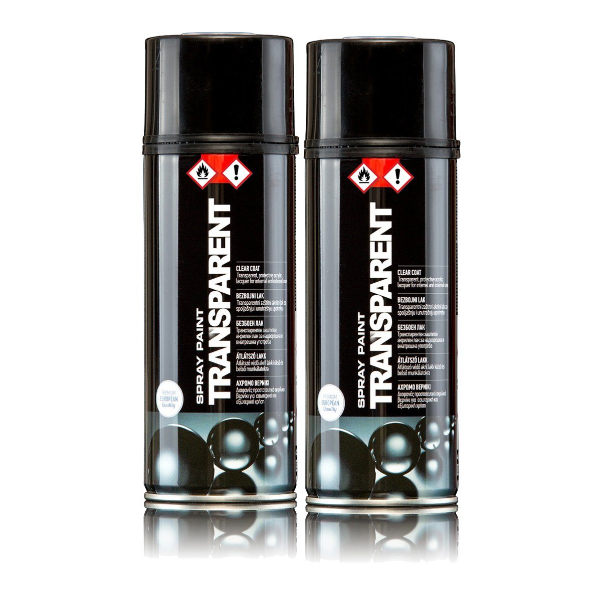BigDean Sprühlack 2x Klarlack transparent, glänzend - Acryllack Glanz Lack Spray 400ml Transparent glänzend