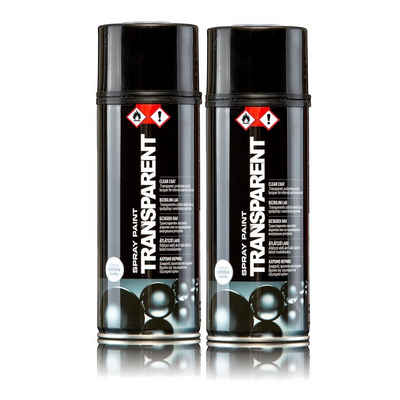 BigDean Sprühlack 2x Klarlack transparent, glänzend - Acryllack Glanz Lack Spray 400ml