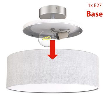 Briloner Leuchten Deckenleuchte 3375-026, Stoffschirm, ohne Leuchtmittel, Warmweiß, Deckenlampe, 30x16cm, Weiß, max.40W, E27, Wohnzimmer, Schlafzimmer