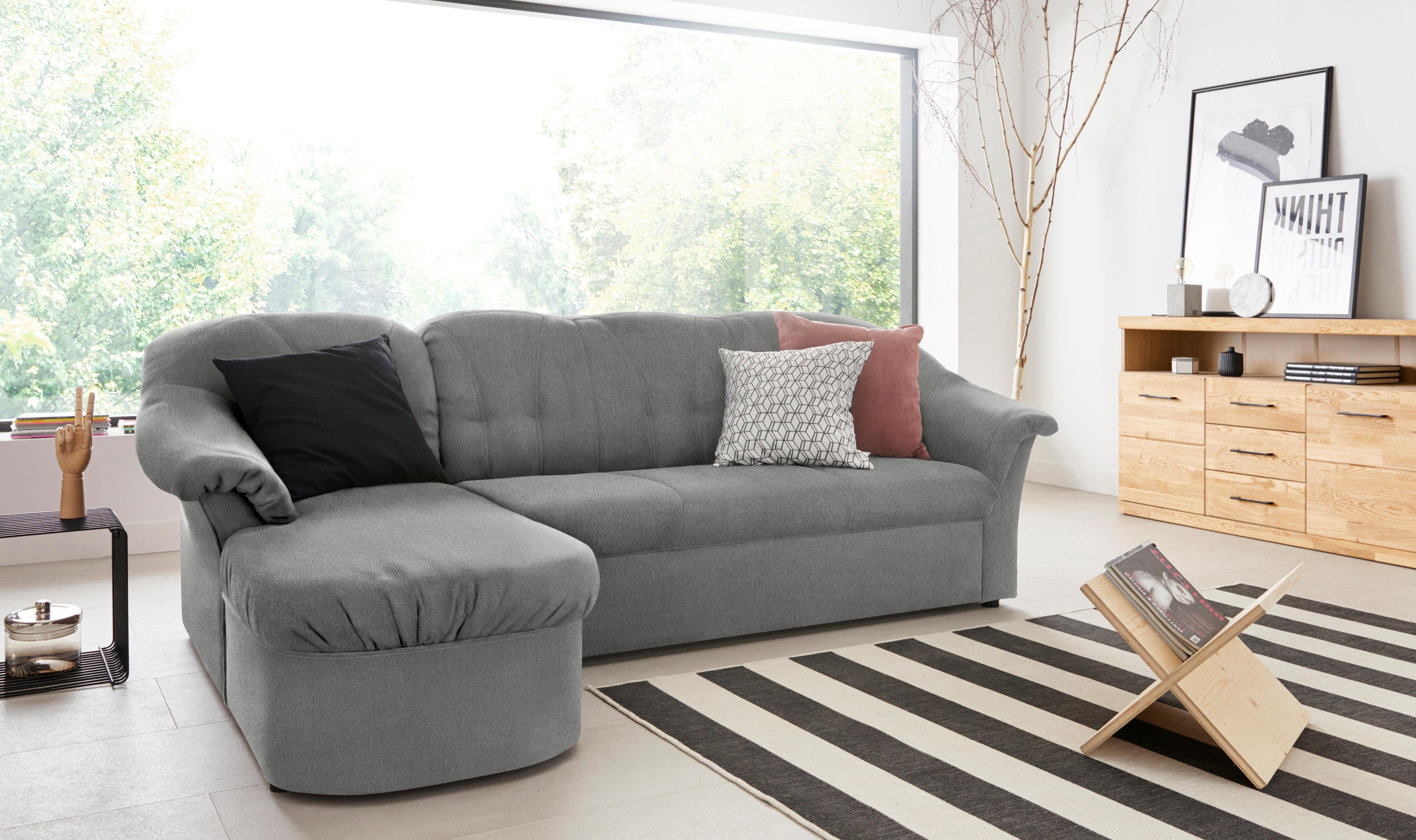 DOMO collection Ecksofa Pegnitz, elegante Rückensteppung, kompakte Stellmaße 238/141cm, L-Form, wahlweise mit Bettfunktion