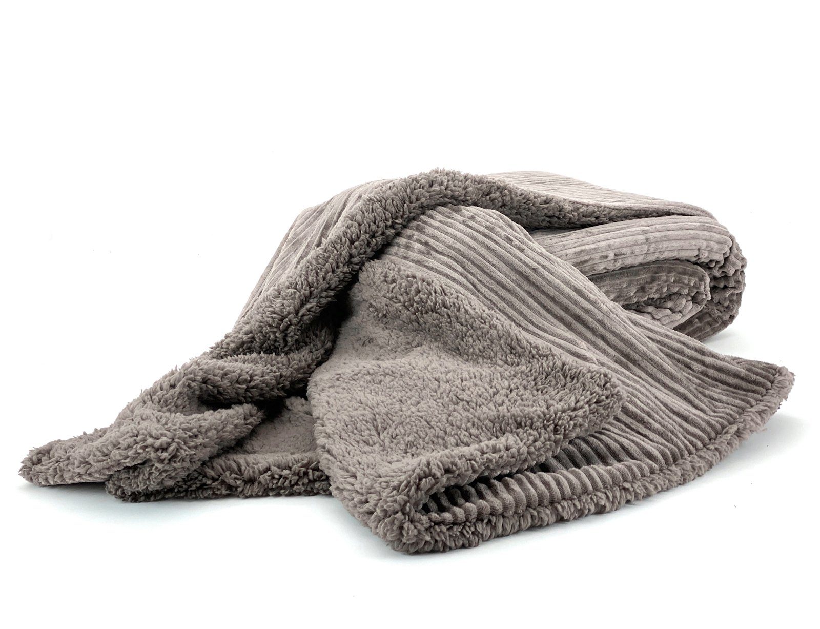Wohndecke Flauschige Cord Kuscheldecke Sherpa Fell Sofadecke, heimtexland, 150x200 I extra dick I warm I kuschelig weich I fusselfrei