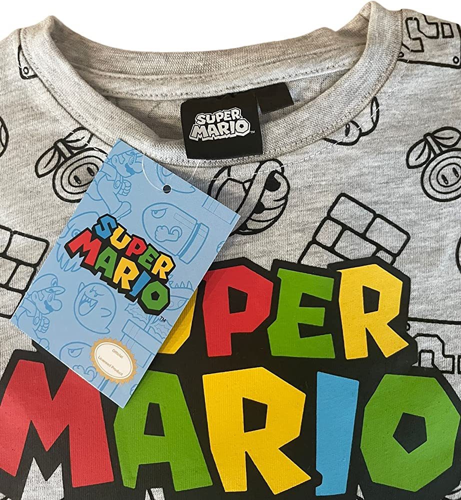 Super Mario Pyjama SUPER MARIO langer Kinder Schlafanzug Jungen 104 110 116 128 140