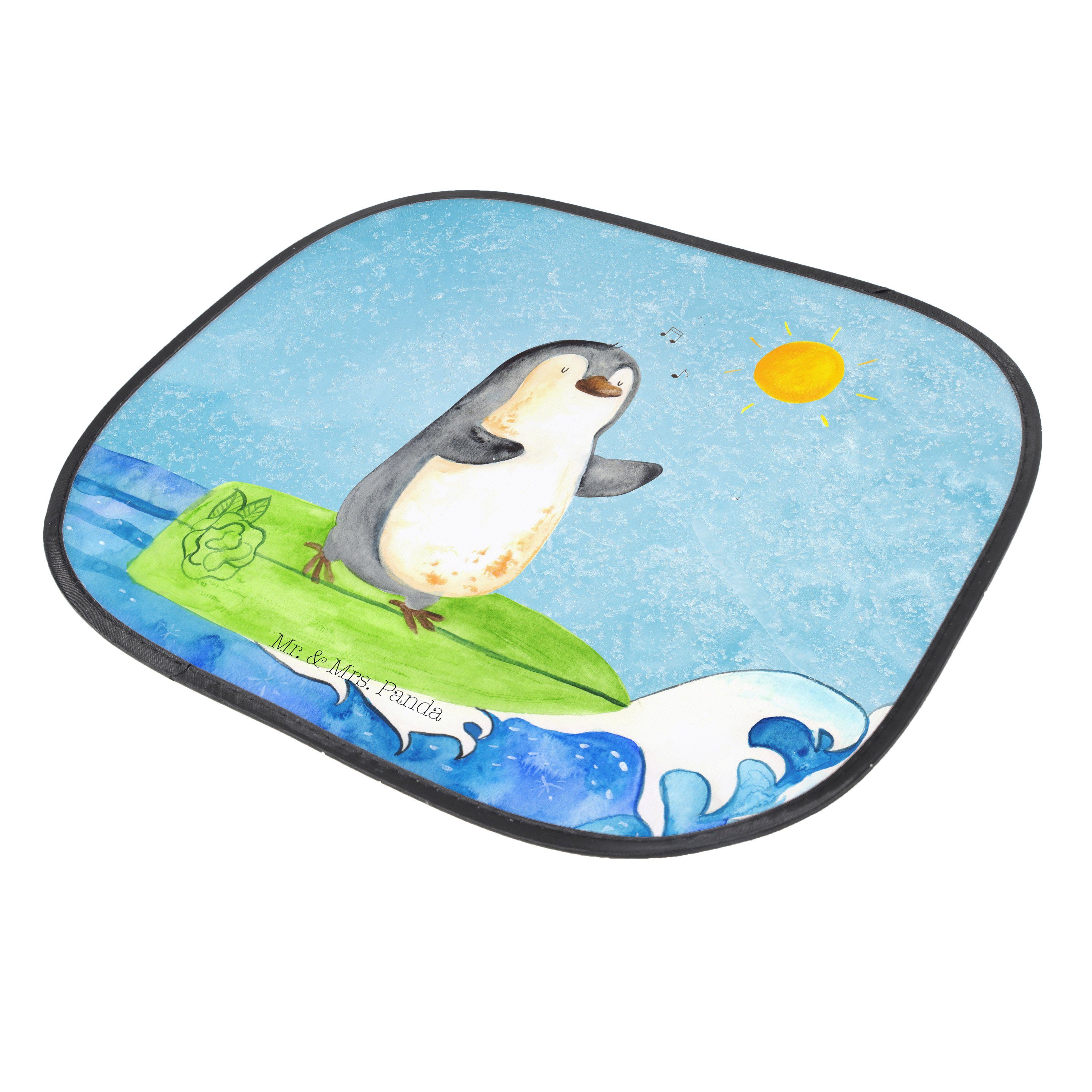 Sonnenschutz Pinguin Surfer Panda, & reiten, Wellen - Auto - Geschenk, Sonnenschutz, Mrs. Eisblau Mr. Seidenmatt