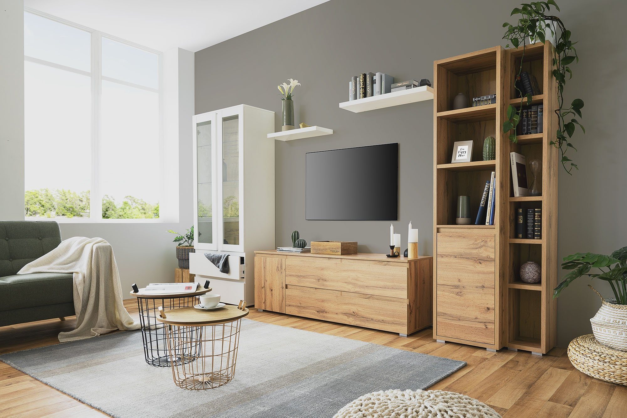 Newroom Standregal Nikita, Regal Honig Eiche Dekor Holzregal Raumteiler Büc günstig online kaufen