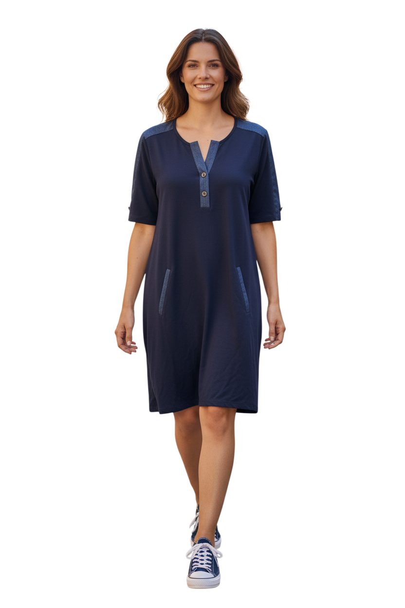 Gio Milano Sweatkleid Gio Milano, G32-5301 Jeansapplikationen