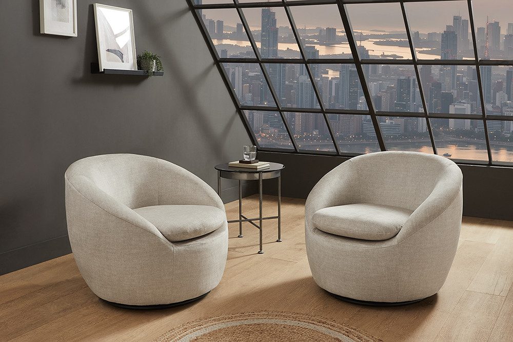 riess-ambiente Drehsessel ALPINE beige - Samt, 360° drehbar, mit Armlehnen, fertig montiert (Einzelartikel, 1-St), Flexibler Sitz - ideal für Wohn- & Schlafzimmer, Lofts oder Lounges