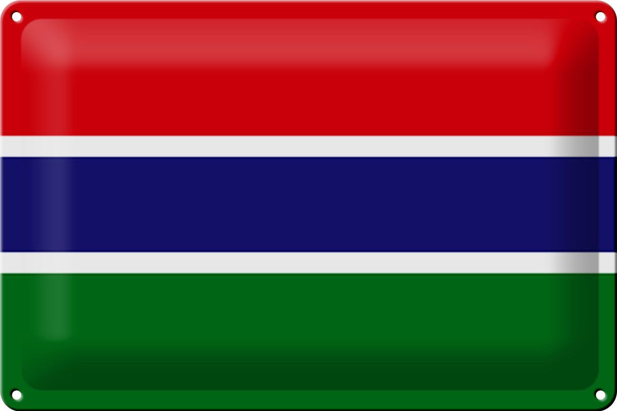 Femer GmbH Metallschild Flagge Gambia 30x20cm Flag of the Gambia, (1 St), gewölbte Oberfläche, abgerundete Ecken, umgeschlagene Kanten