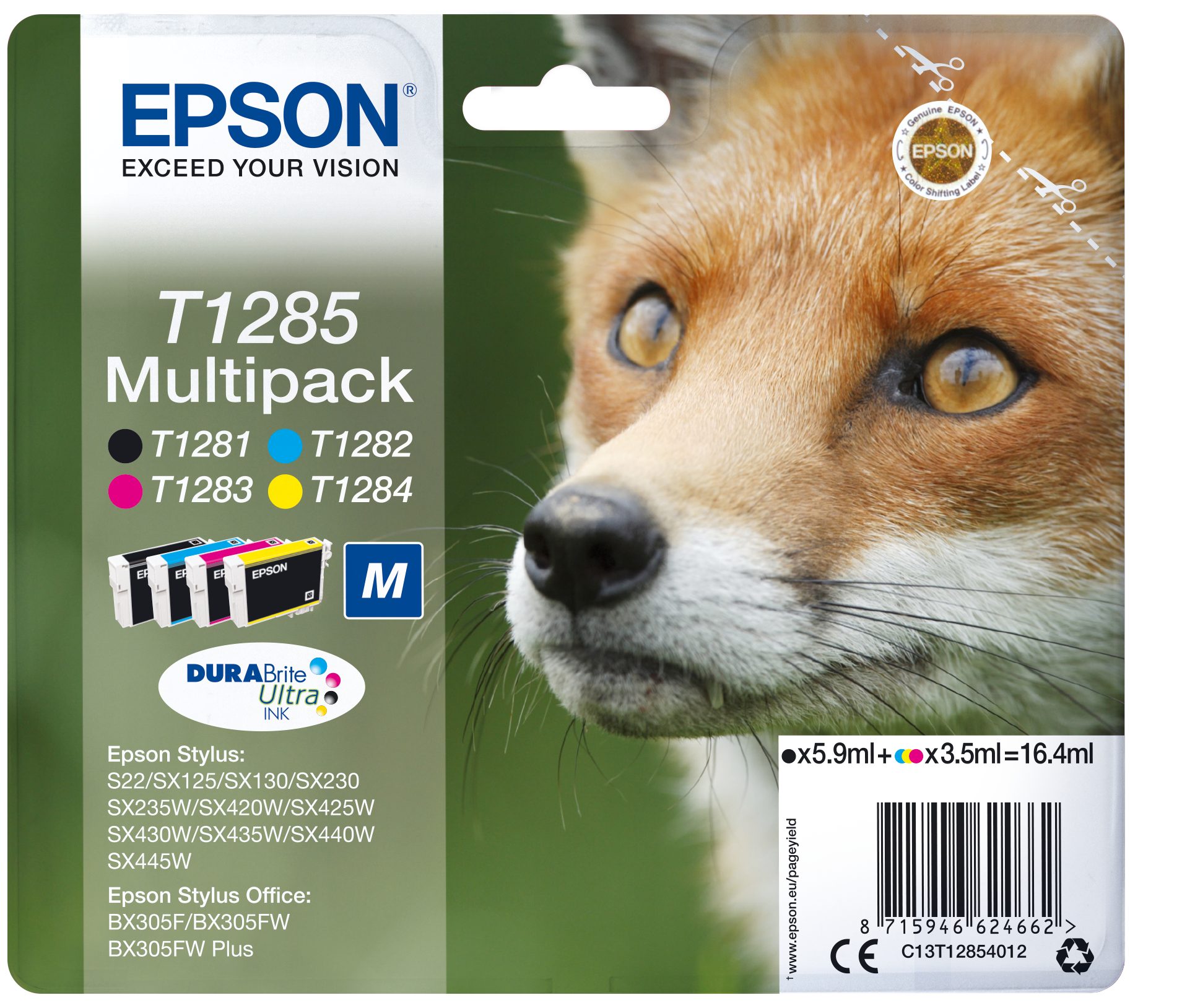 Epson C13T1285 Fuchs Tintenpatrone (Multipack, 4-tlg., MultiPack, Original Tintenpatrone)