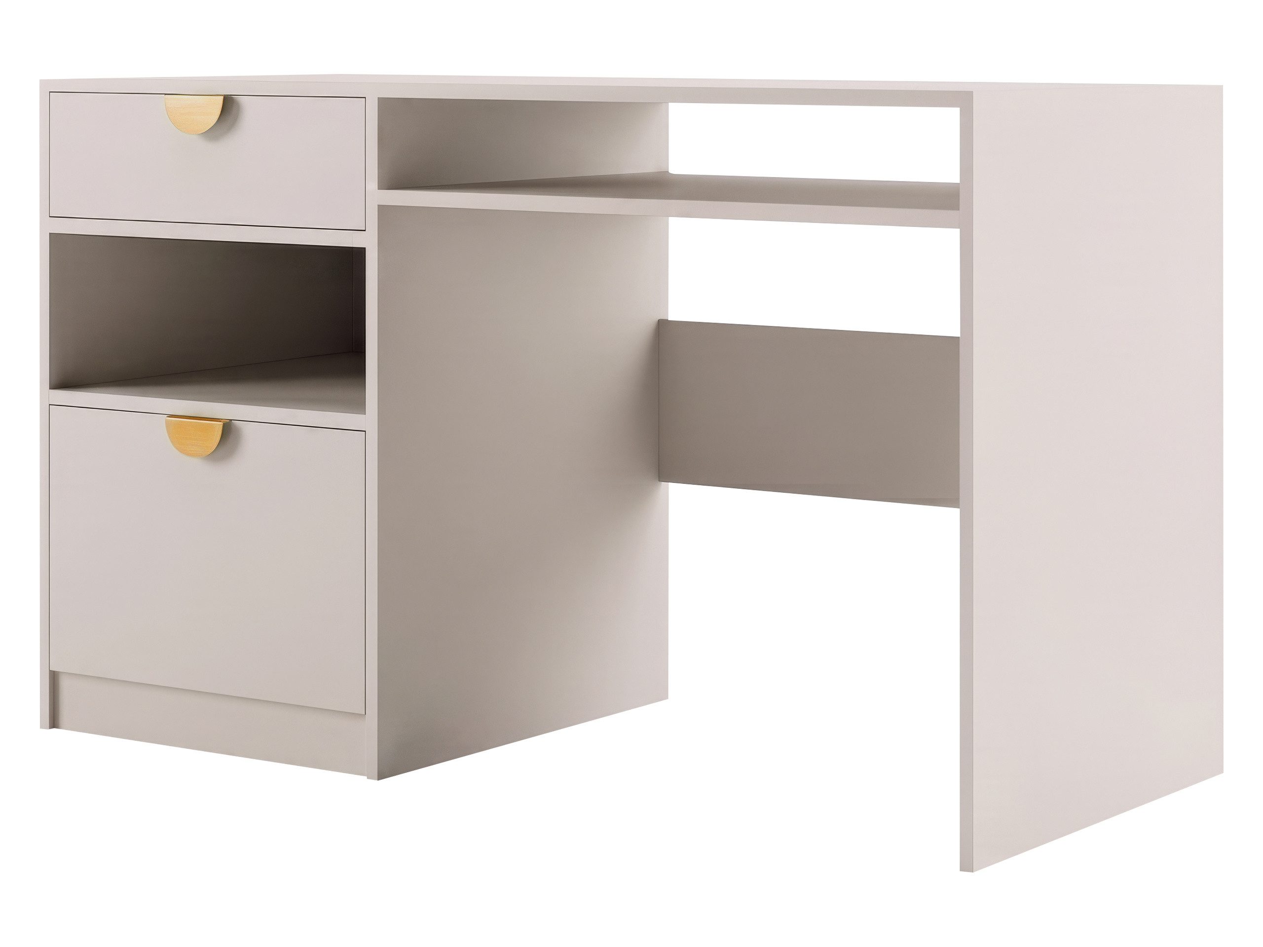 MIRJAN24 Schreibtisch Manila (mit Drehtür und Schublade), Aluminiumgriffe in der Farbe Gold