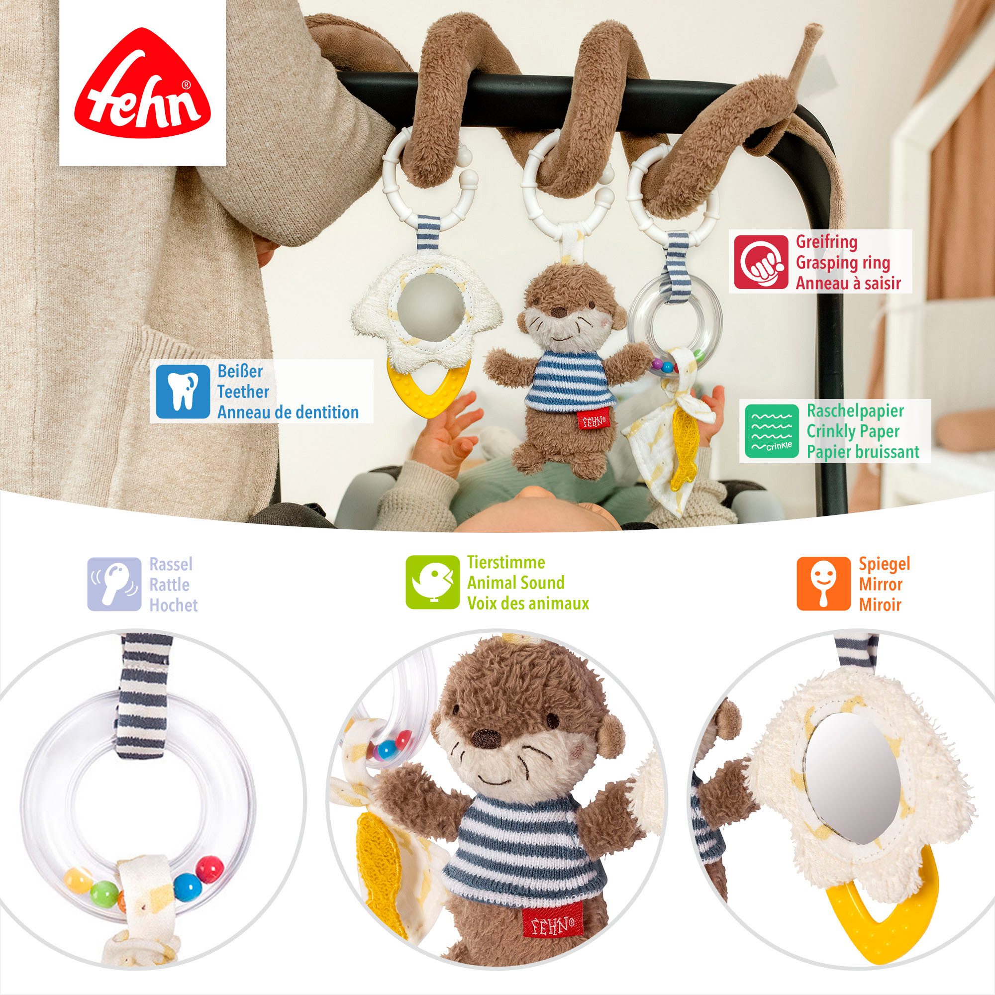 Fehn Greifspielzeug Otter Theo, Activity-Spirale Otter