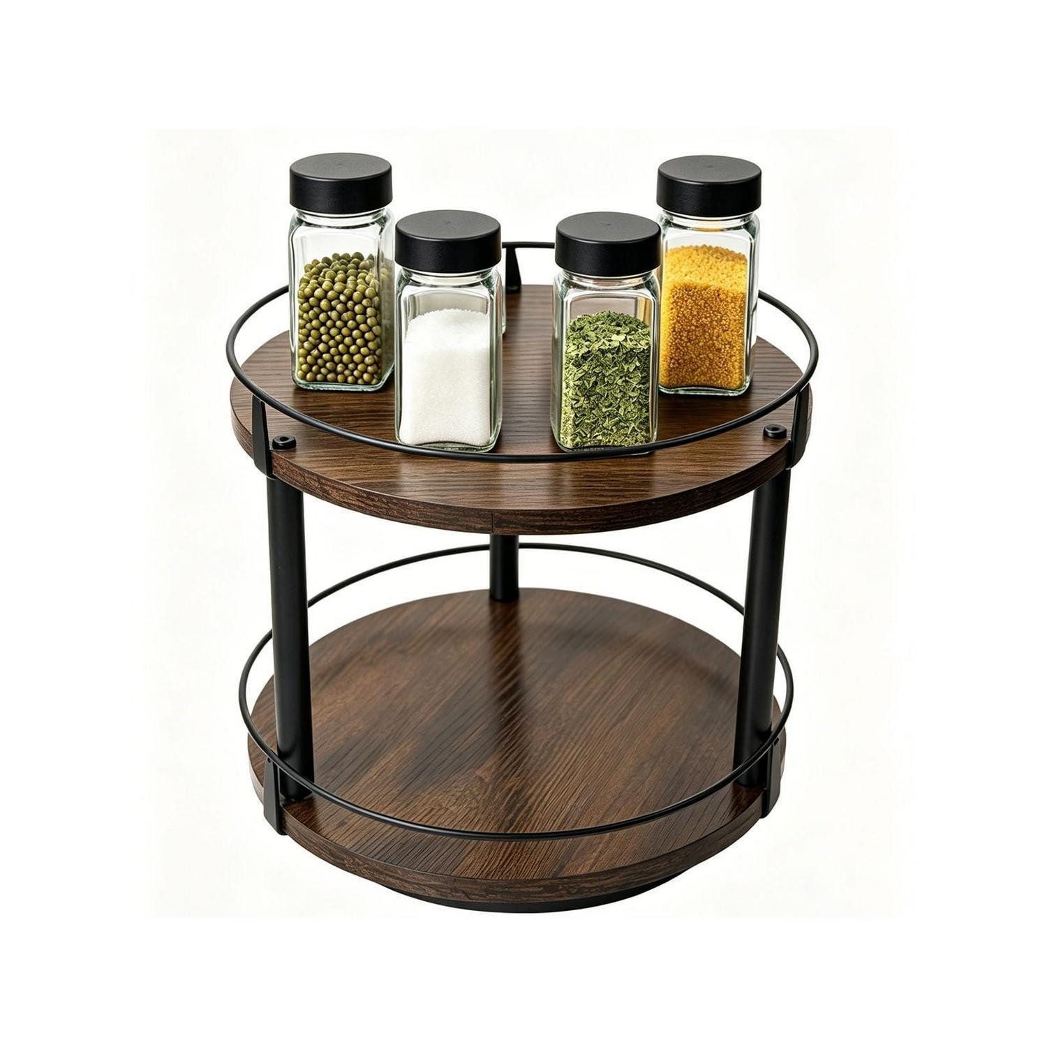 LuxusKollektion Gewürzregal 2-stöckiges Holz Gewürzregal Retro-Braun 26cm, 1-tlg.