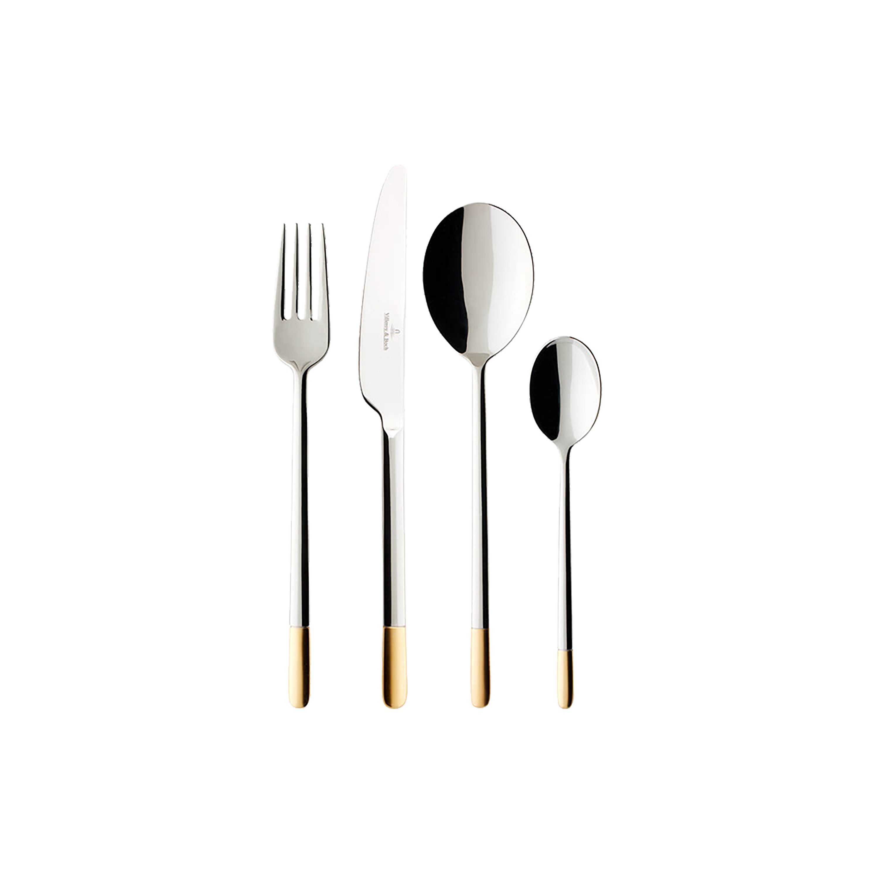 Villeroy & Boch Besteck-Set Ella teilvergoldet Tafelbesteck (24-tlg), 6 Personen, Edelstahl 18/10, Gefertigt aus pflegeleichtem, rostfreiem Edelstahl
