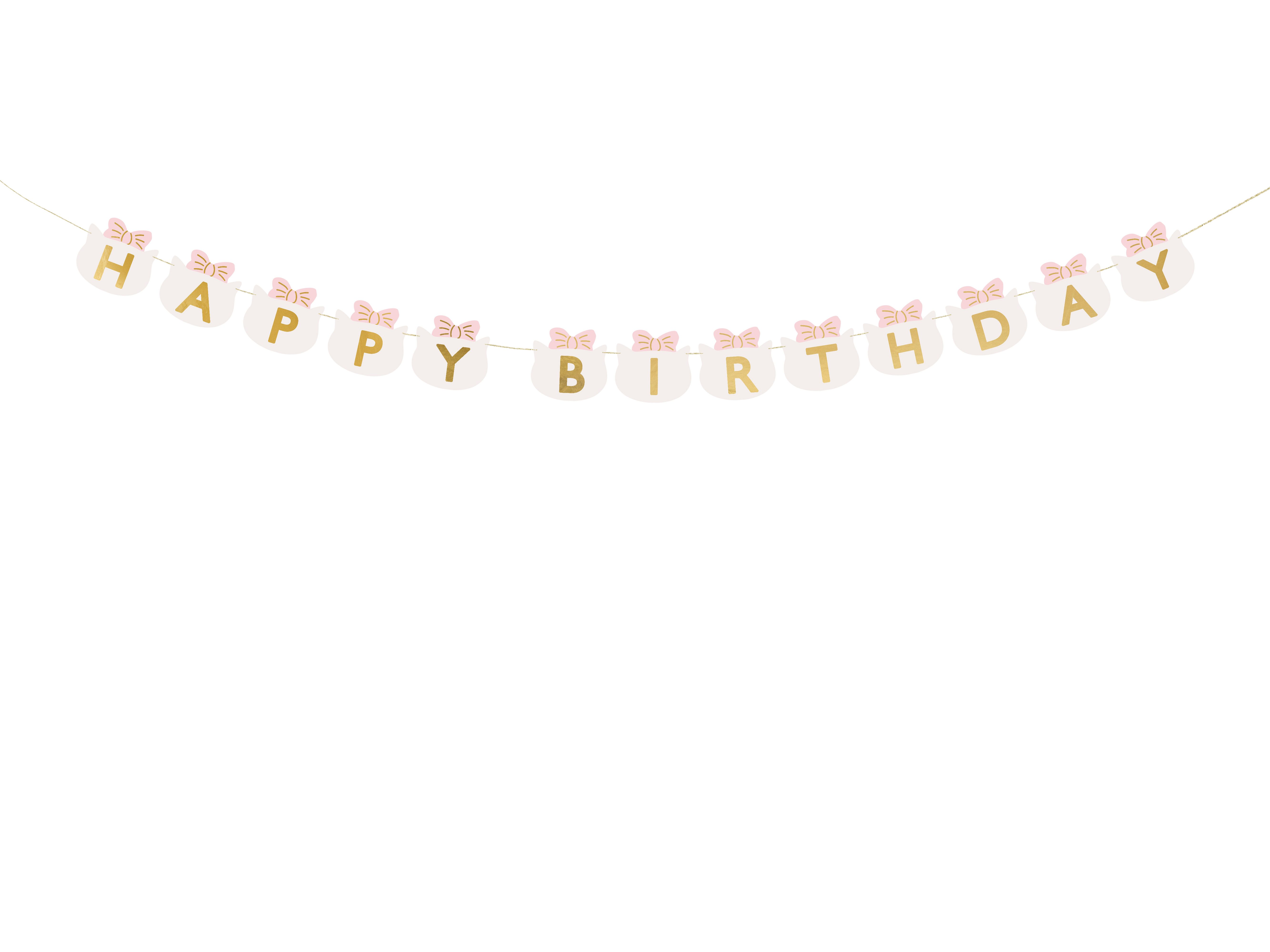 partydeco Girlande Banner 'Happy Birthday Cats', 280 cm