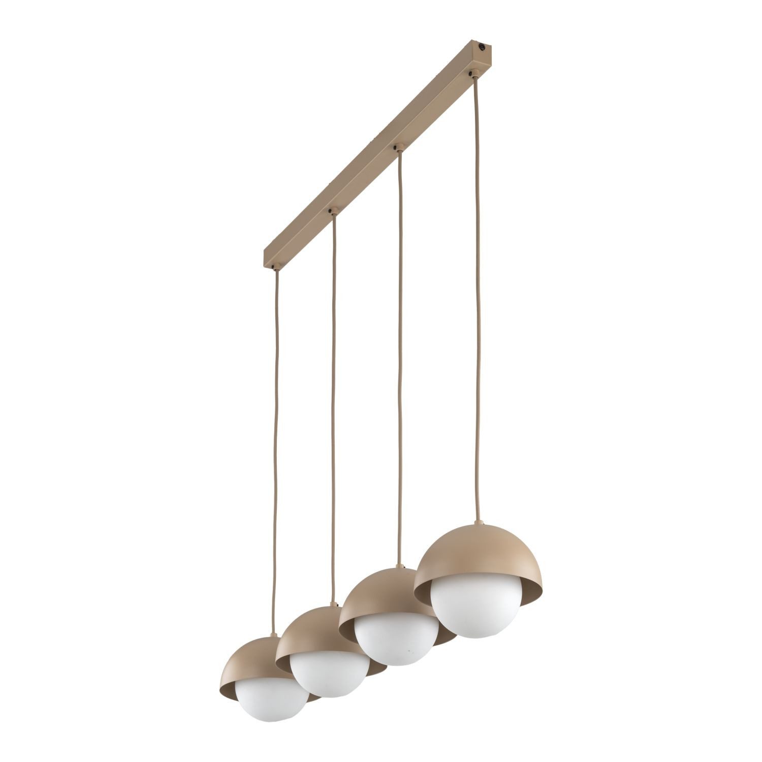 Licht-Erlebnisse Pendelleuchte DEVIN, ohne Leuchtmittel, Glas Metall H: max. 120 cm Beige Weiß G9 4-flammig länglich Modern