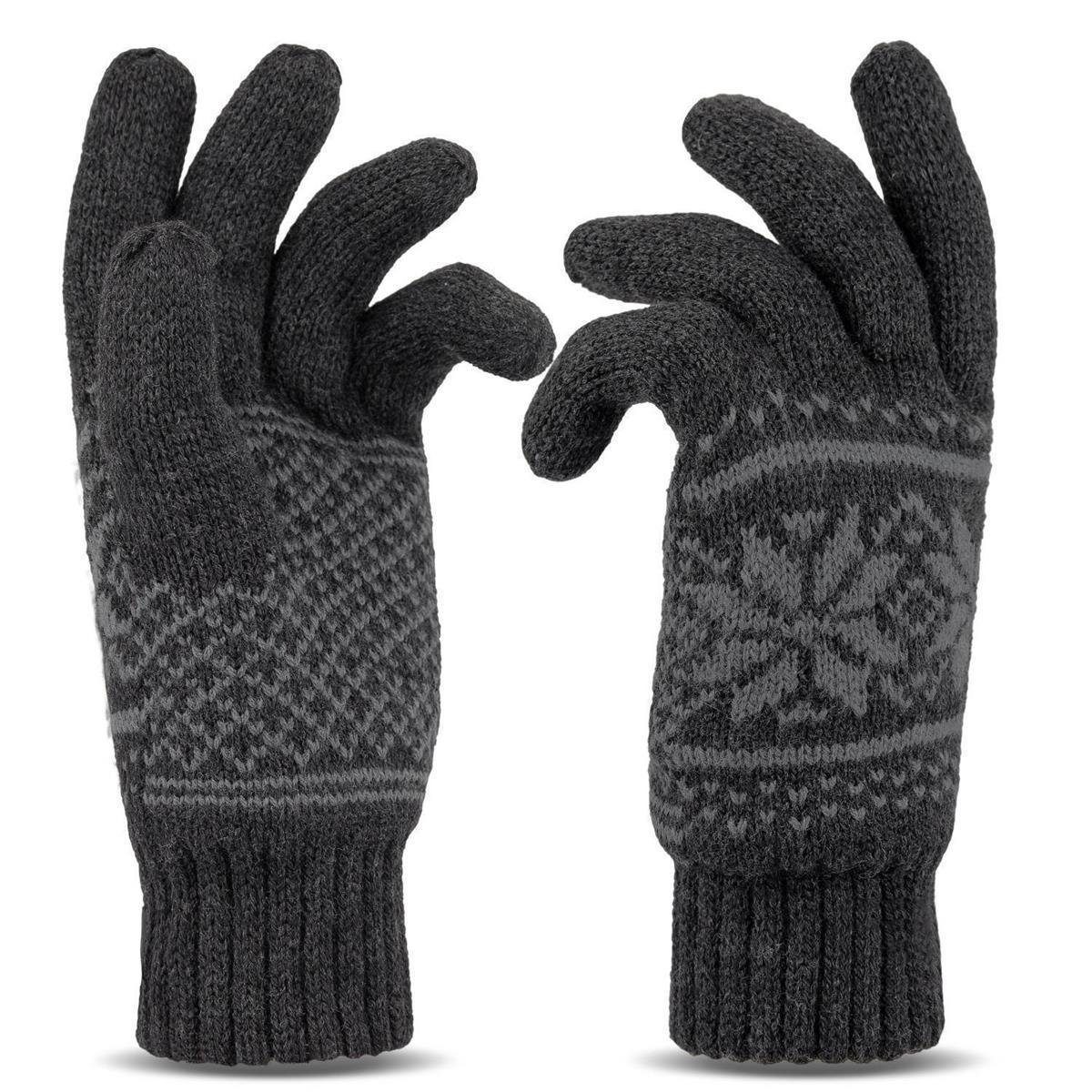 Tarjane Strickhandschuhe 3M Thinsulate Unisex Handschuhe Anthrazit mit Muster