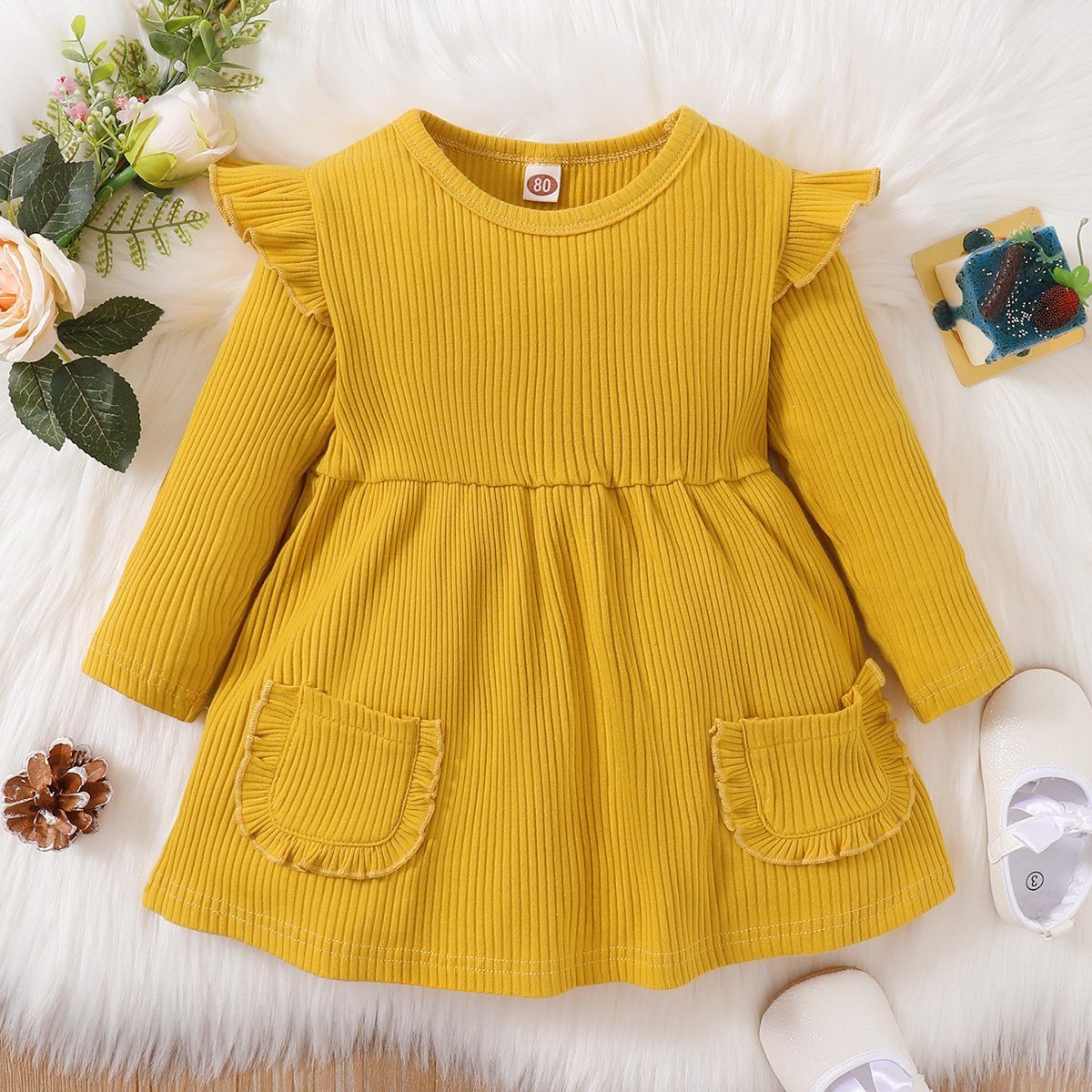 LAPA A-Linien-Kleid »Baby Mädchen Langarm Einfarbig A-Linie Kleid« online  kaufen | OTTO