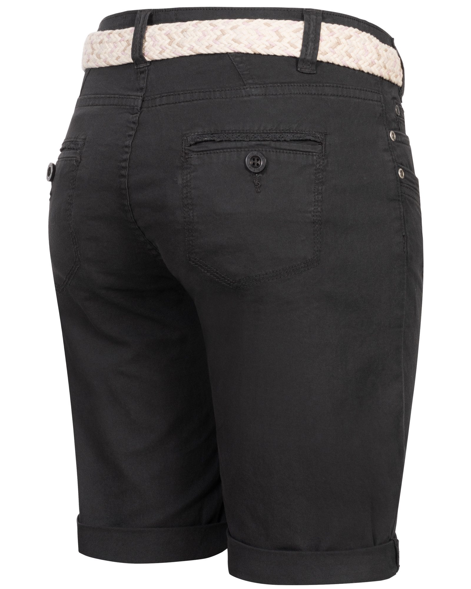 SUBLEVEL Bermudas Damen Short Bermuda kurze Hose Sommer Chino Short Stoff Hose Gürtel – Bild 4 von 5