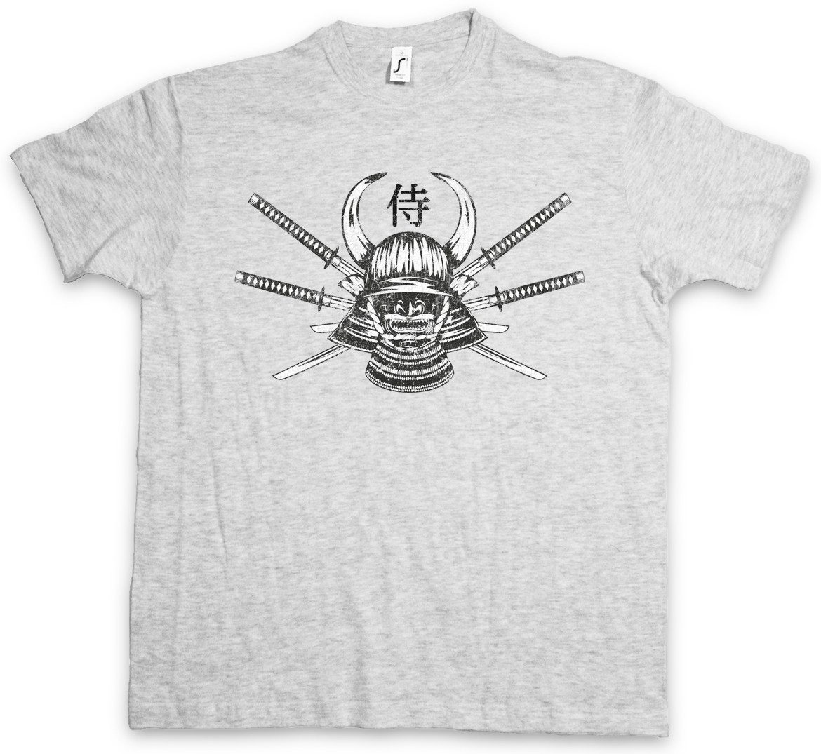 Print-Shirt Samurai II Herren T-Shirt Ninja Bushido Banzai Krieger Rüstung Helm